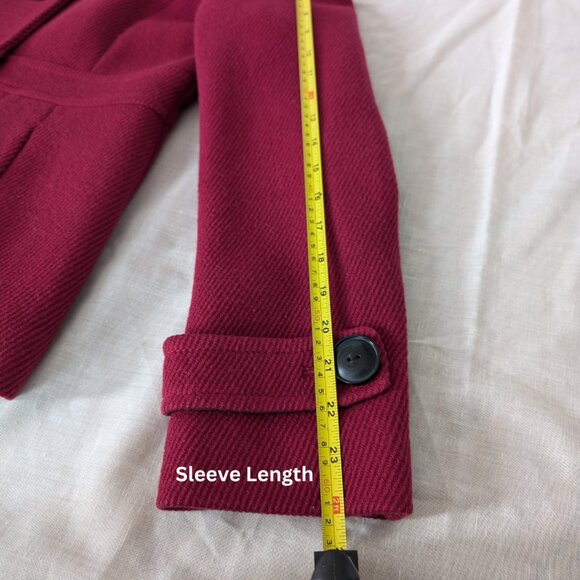 JACOB Wine Red Collared Wool Pleated Jacket Women's Size L - Picture 10 of 13